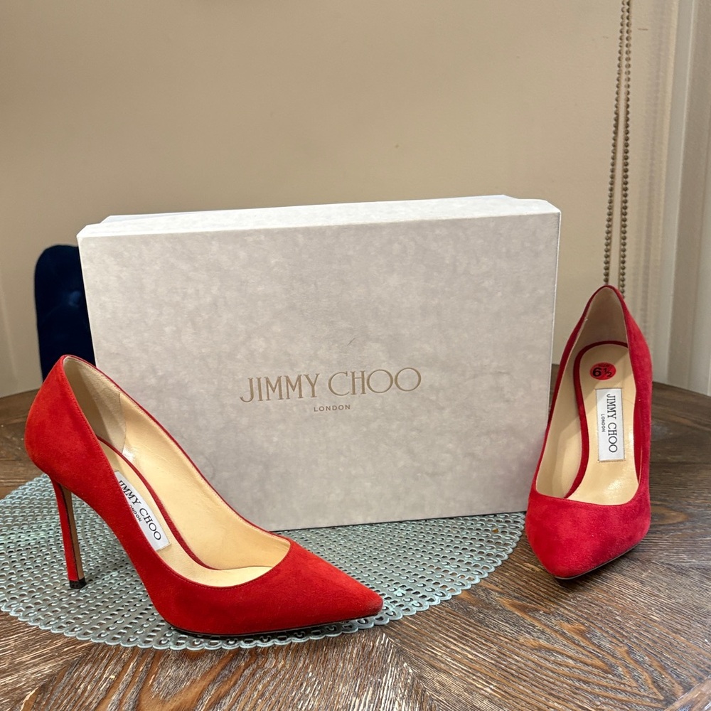 Jimmy Choo Vibrant Red Heels - Picture 4 of 4
